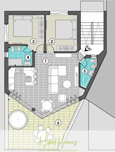 Grundriss der Wohnung in Okrug Gornji