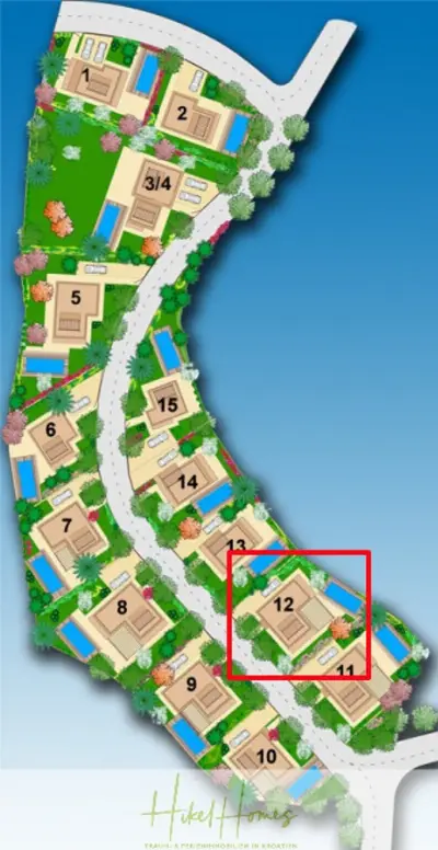 Lageplan der Haus in Splitska