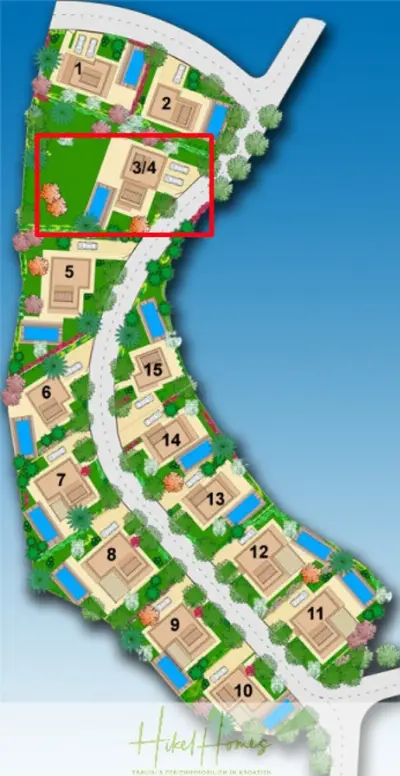 Lageplan der Haus in Splitska